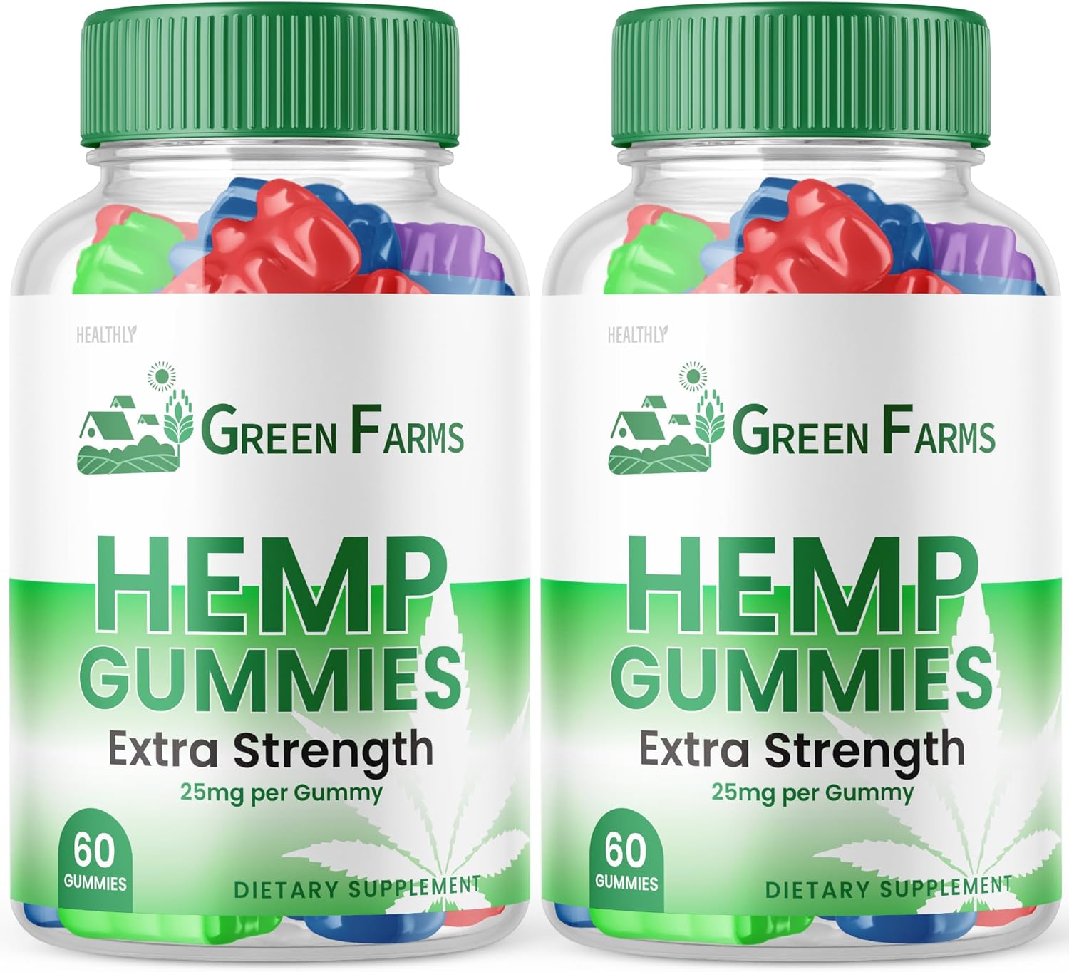 (2 Pack) Green Farms Hemp Gummies - Official Formula - Green Farms Gummies with Hemp Extract 500 mg Extra Strength Performance Hemp Blend, Great Taste, Big Size Gummy, New 2023 1500mg (120 Gummies)