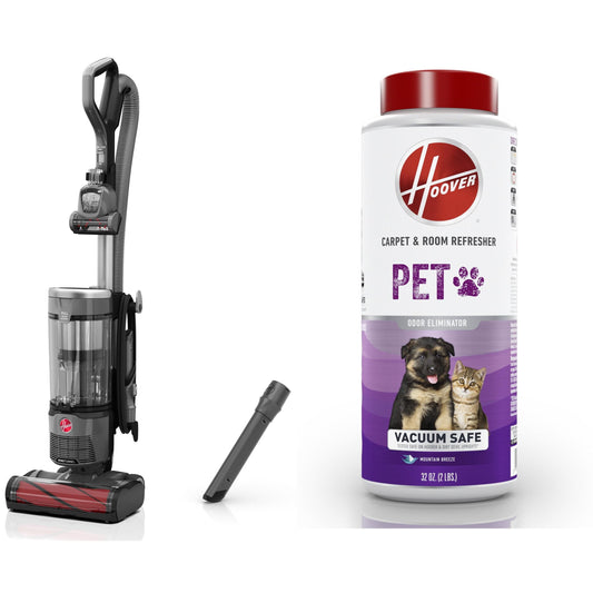 Hoover Bagless Upright Vacuum, Windtunnel Swivel Pet & Hoover Pet Carpet & Room Refresher Carpet Powder, 32oz