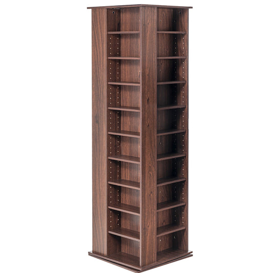 KFFKFF Multimedia Storage Cabinet, Swivel Media Tower, Accommodates up to 1040 CDs, Safeguards & Arranges Audio, Film, Video Games or Collectible Items- Dark Brown