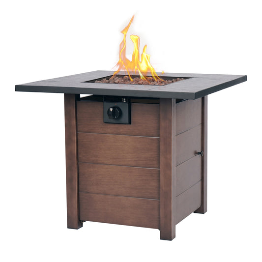 Muskoka 30" Square 50,000 BTU Propane Fire Pit Table with Lava Rock, Burner Lid and Protective Cover