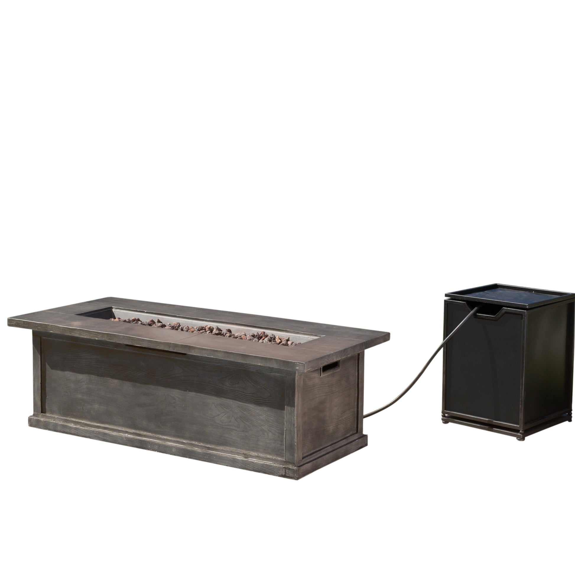 Noble House Anchorage Outdoor 500 BTU Fire Pit in Gray Wood Finish/Black